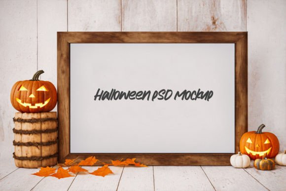 Download Halloween Frame PSD Mockup with Pumpkins - Frame psd mockup Collection