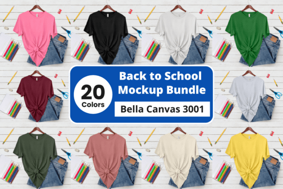 Download Back to School Bella Canvas Mockup Pack - Mockup Collection