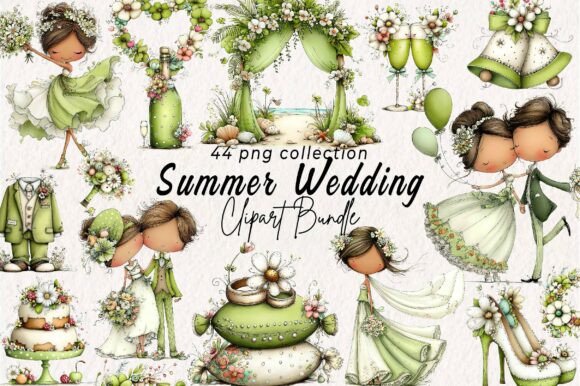 Download Whimsical Summer Wedding Clipart - Premium Bundle