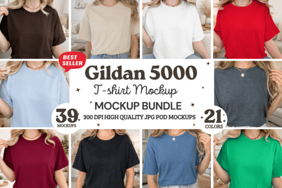 Download Gildan 5000 T-Shirt Mockup Bundle - Mockup Collection