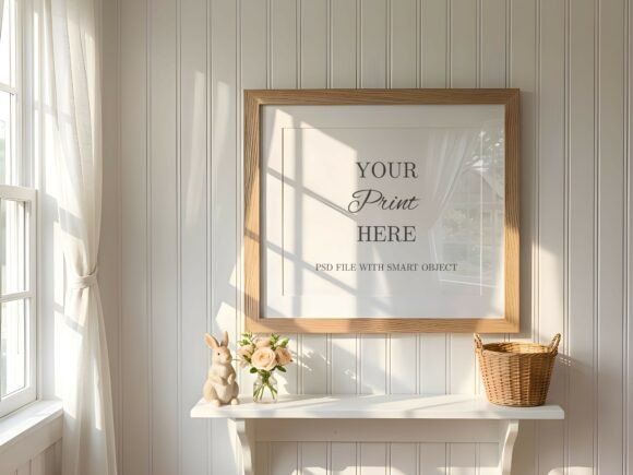 Download White Shelf Horizontal Frame Mockup PSD - Horizontal frame mockup Collection