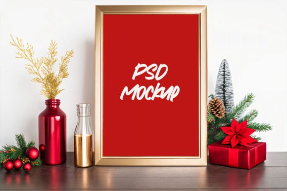 Download Christmas Gold Frame PSD Mockup - Frame psd mockup Collection