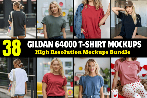 Download Gildan 64000 T-Shirt Mockups Bundle - Mockup Collection