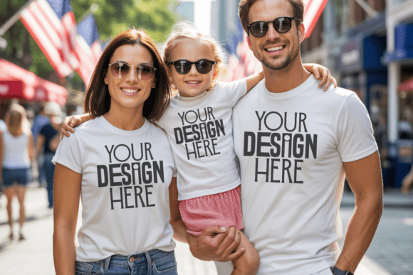 Download 4th July White Tshirt Family Mockup - Mockup Collection
