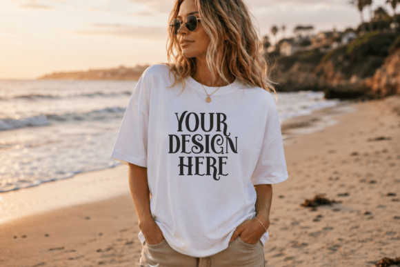 Download Bella Canvas 3001 Beach T-Shirt Mockup - Mockup Collection