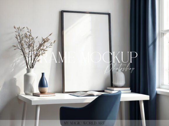 Download Psd Mockup Frame on the Table - Psd mockup Collection