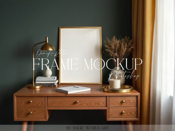 Download Psd Mockup Frame on the Table - Psd mockup Collection