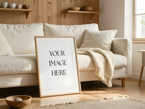 Download Cozy Living Room Floor Frame Mockup - Mockup Collection