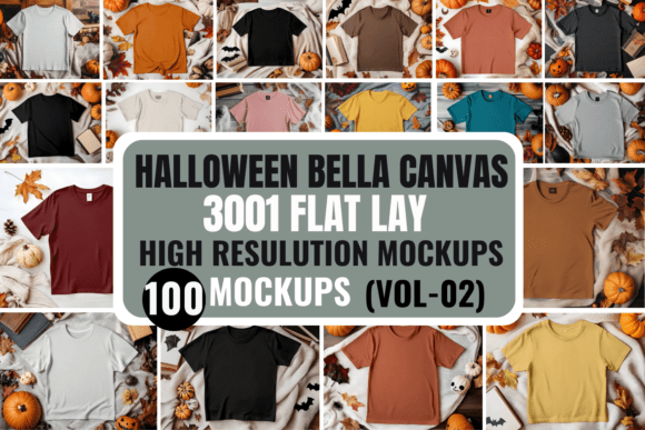 Download Halloween BC 3001 Flat Lay Mockup Bundle - Mockup Collection